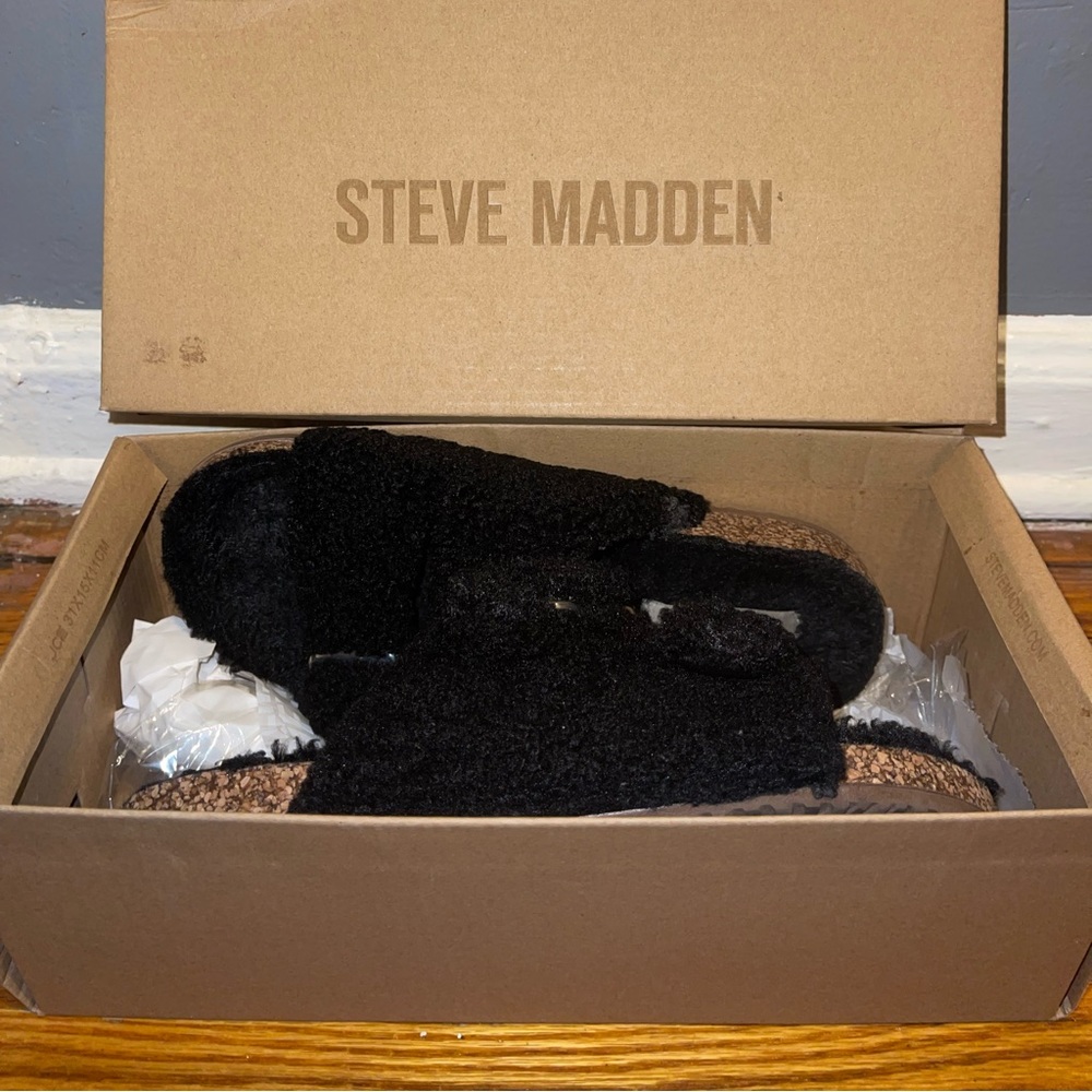 Steve Madden Buckle Fur Sandals